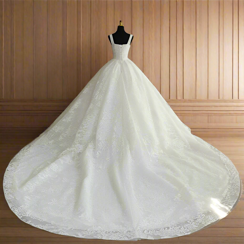 GownLink Bridal Trail Gown for Christian & Catholic Wedding with Extra Sleeves Attach GLGT108T