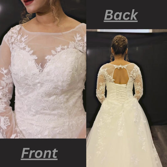 GownLink White Wedding A Line Trail Gown GLGA800T