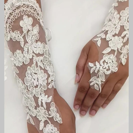 White religious wedding gloves for Christian ceremony in Chennai