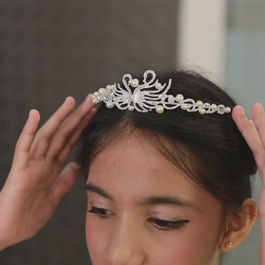 GownLink Bridal Wreath  Pearls and Gilded Leaves HLC-Peacock