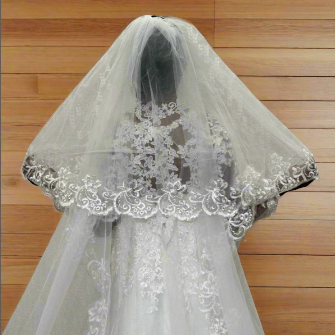 GownLink Bridal Short 1.5mtr Veil With Comb for Christian & Catholic Wedding GLV09S