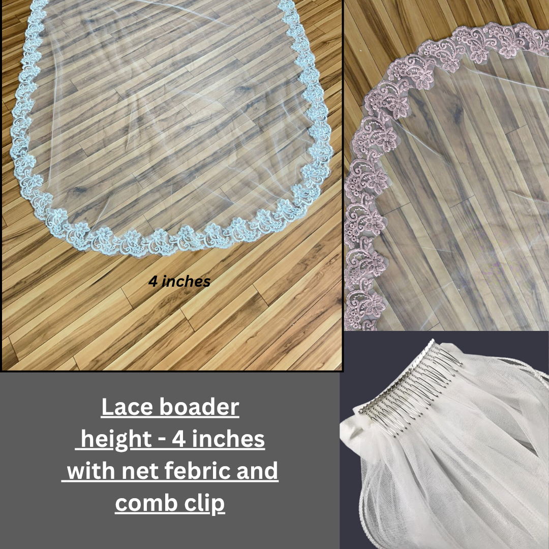 GownLink Bridal Short 1.5mtr Veil With Comb for Christian & Catholic Wedding GLV09S