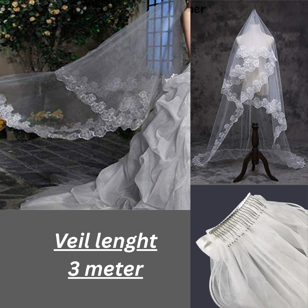 GownLink Bridal Short 1.5mtr Veil With Comb for Christian & Catholic Wedding GLV09S