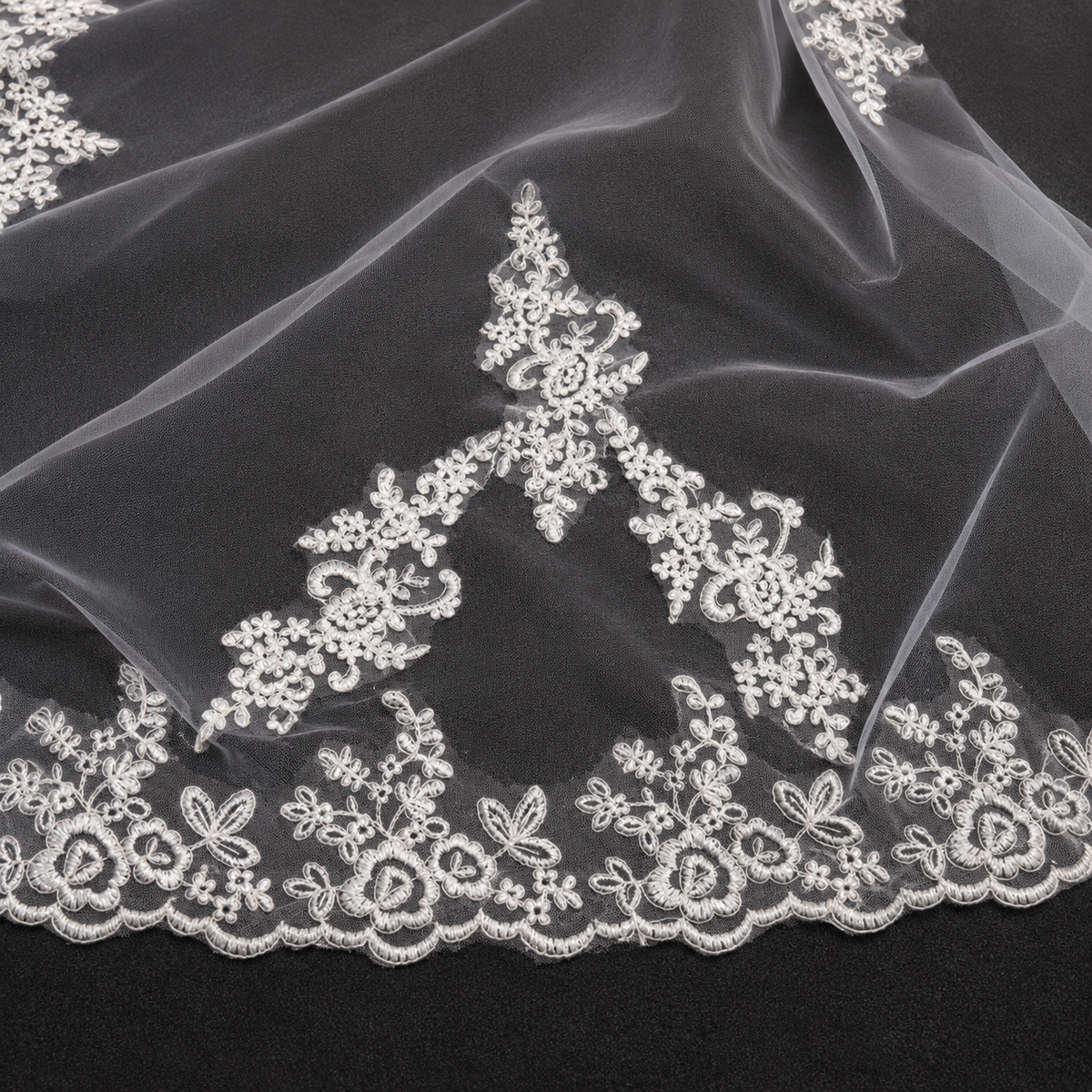 Flat lay of Bridal Lace Patch on white surface — GownLink GLVHL08