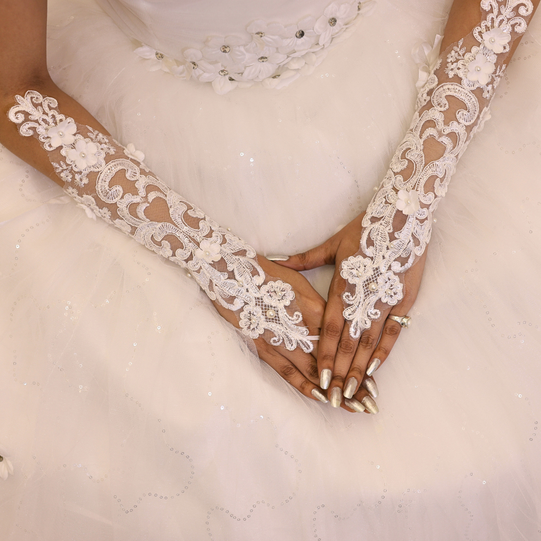 White Catholic Bridal Hand Gloves in Noida