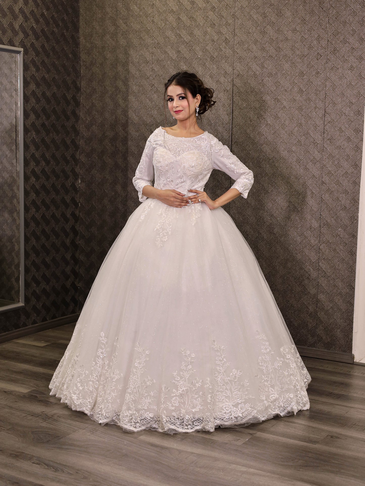 Gownlink White Wedding Ball Gown for the Christian Bride GLGF051C