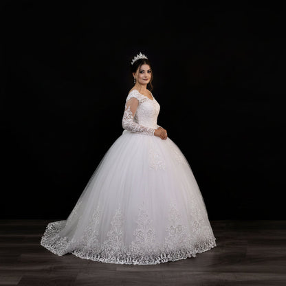 GownLink Luxury Bridal Ball Gown with Elegant Christian & Catholic Wedding Bridal Dress GLVLQD09B