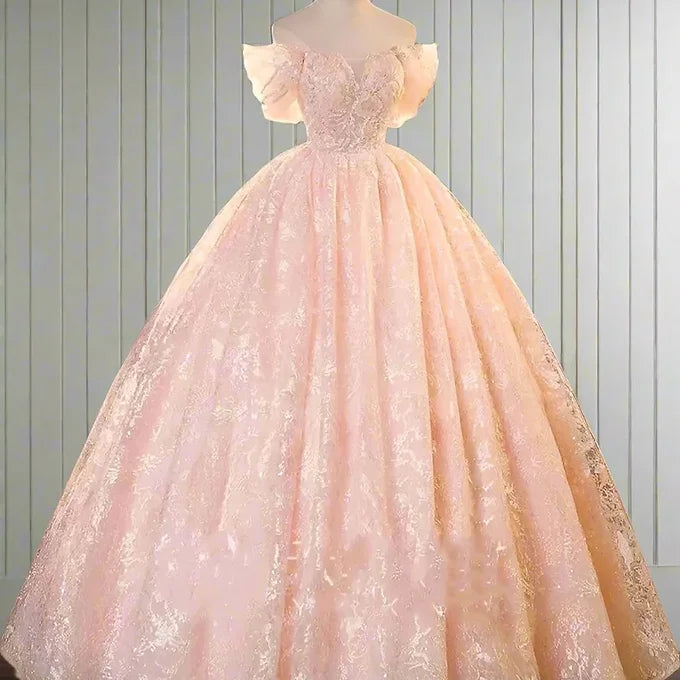 GownLink Pink Sparkling Engagement Ceremony Party Gown