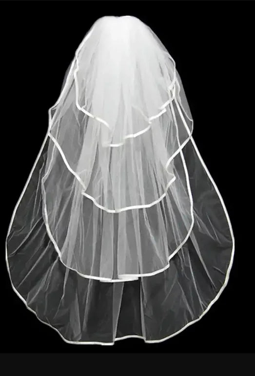 satin edges bridal veil