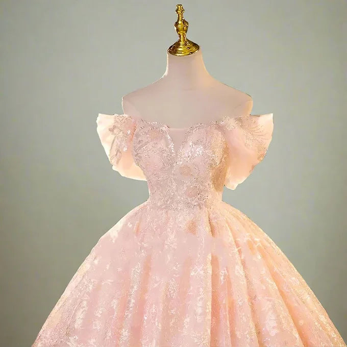 GownLink Pink Sparkling Engagement Ceremony Party Gown
