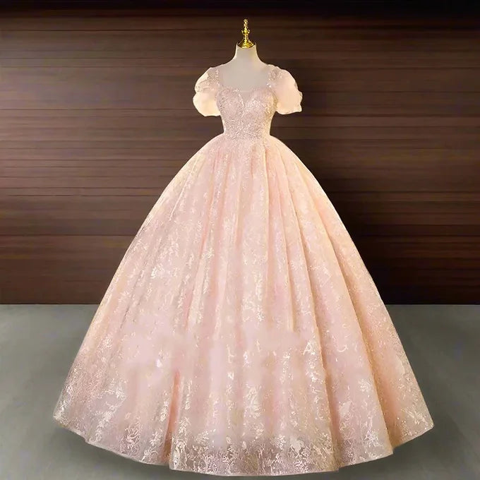 GownLink Pink Sparkling Engagement Ceremony Party Gown