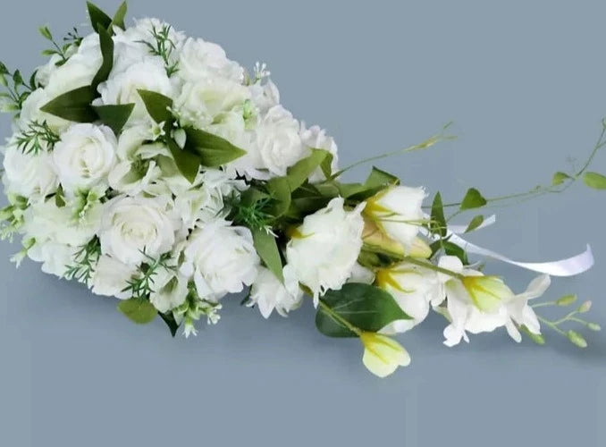 GownLink's Heavenly Elegance White Rose Christian Wedding Bouquet B100