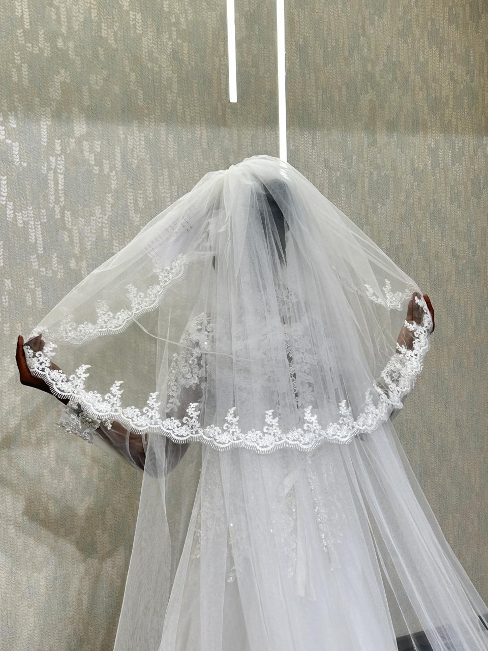 Custom wedding bridal lace popular veil bouquet