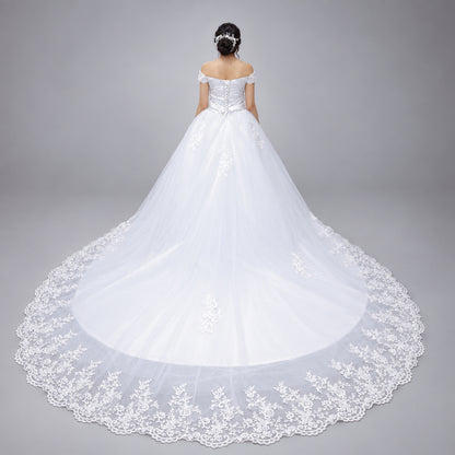 White Bridal Gown with Off-Shoulder — GLHS14T | GownLink