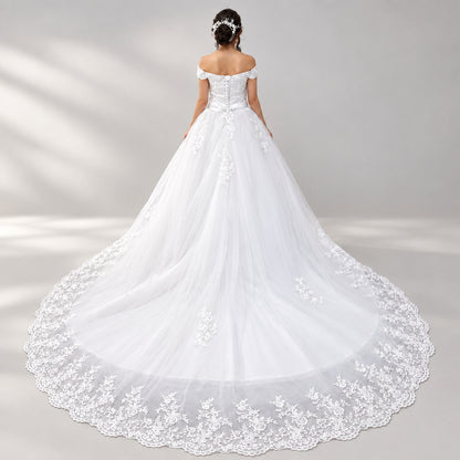 White Bridal Gown with Off-Shoulder — GLHS14T | GownLink