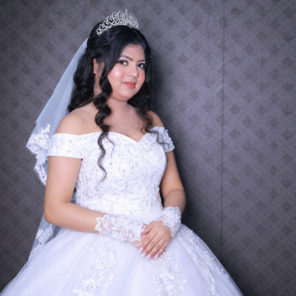White Bridal Gown with Off-Shoulder — GLHS14T | GownLink