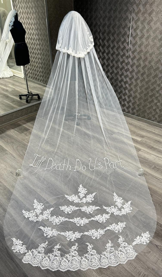 GownLink White Bridal Wedding Veil GL1800L 4.5 Meter Long with Front Face Layer (Copy)