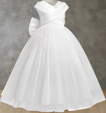 GownLink First Holy Communion Bow Dress for Girls