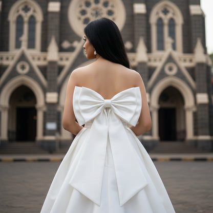 GownLink,s Detachable Satin Bow for Wedding Dress Bowknot with Irregular