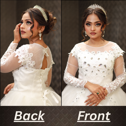 GownLink Elegant White Bridal Ball Gown with Rhinestone for Christian Catholic Brides GLHMD16050083B