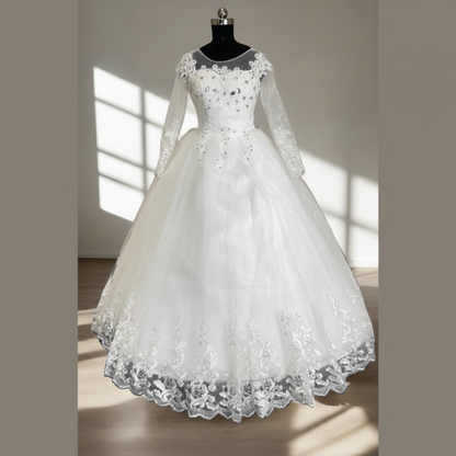 GownLink Elegant White Bridal Ball Gown with Rhinestone for Christian Catholic Brides GLHMD16050083B