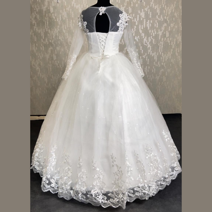 GownLink Elegant White Bridal Ball Gown with Rhinestone for Christian Catholic Brides GLHMD16050083B