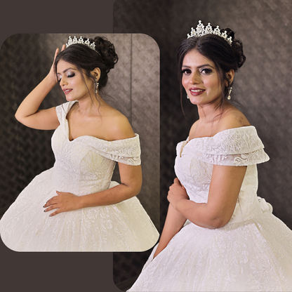 White gown for religious wedding in Jaunpur