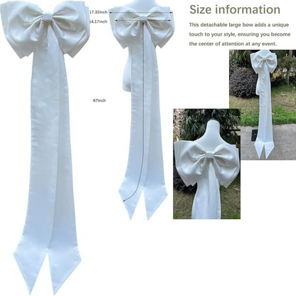Gownlink,s Big Satin Bow Detachable Train Long 67" Wedding Capes Bows for Bride