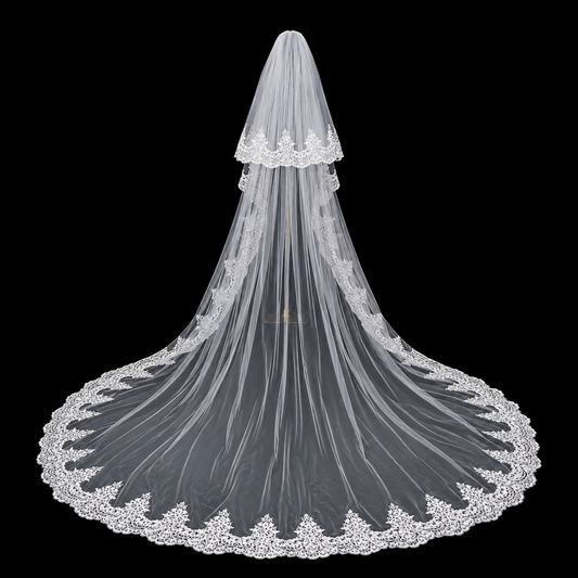 GownLink Cathedral Bridal Long Veil for Christian and Catholic Weddings GLVLW83short