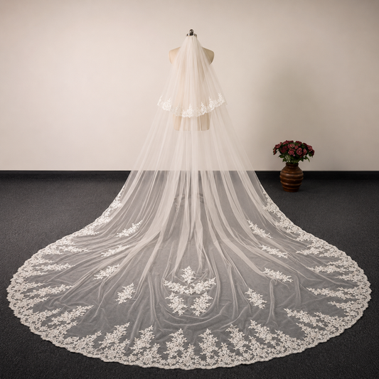 GownLink Long 3.5 mtr Bridal Veil With Attached Comb GLVL21