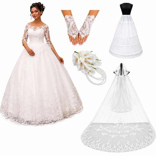 GownLink  White wedding gown Exquisite Combo Set of 5-Combo-D30
