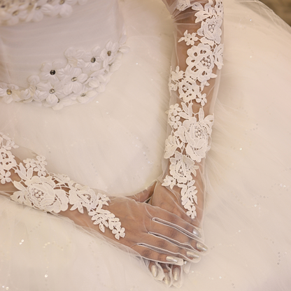 White catholic Bridal Wear Hand Gloves in Nagaland