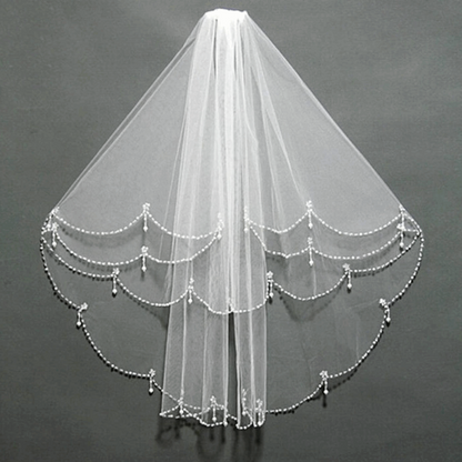 Captivating Elegance GownLink's  Perfectly Graceful Short Bridal 1.5mtr Veil with Exquisite Comb and Handcrafted Stonework GLGV009 in Agra