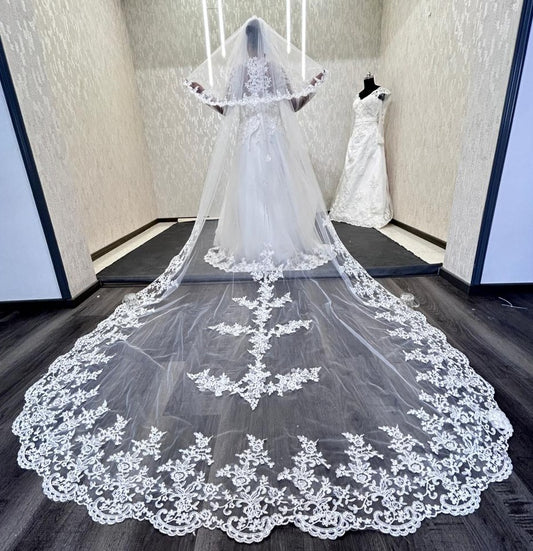 Bridal long veil 2 tier