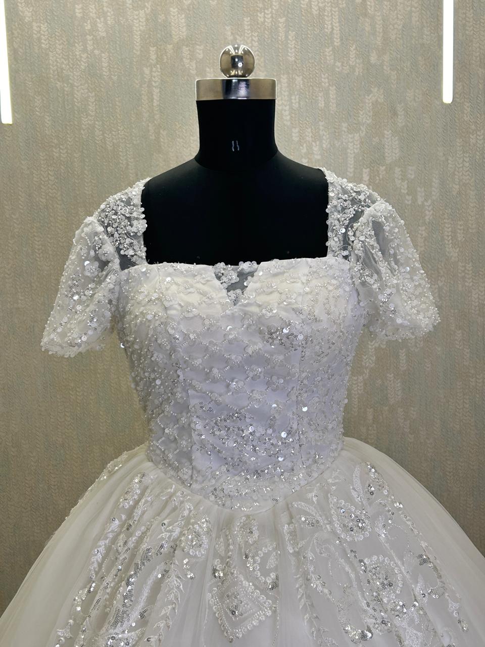 white princess christian wedding gowns for women Narsimhapur, India