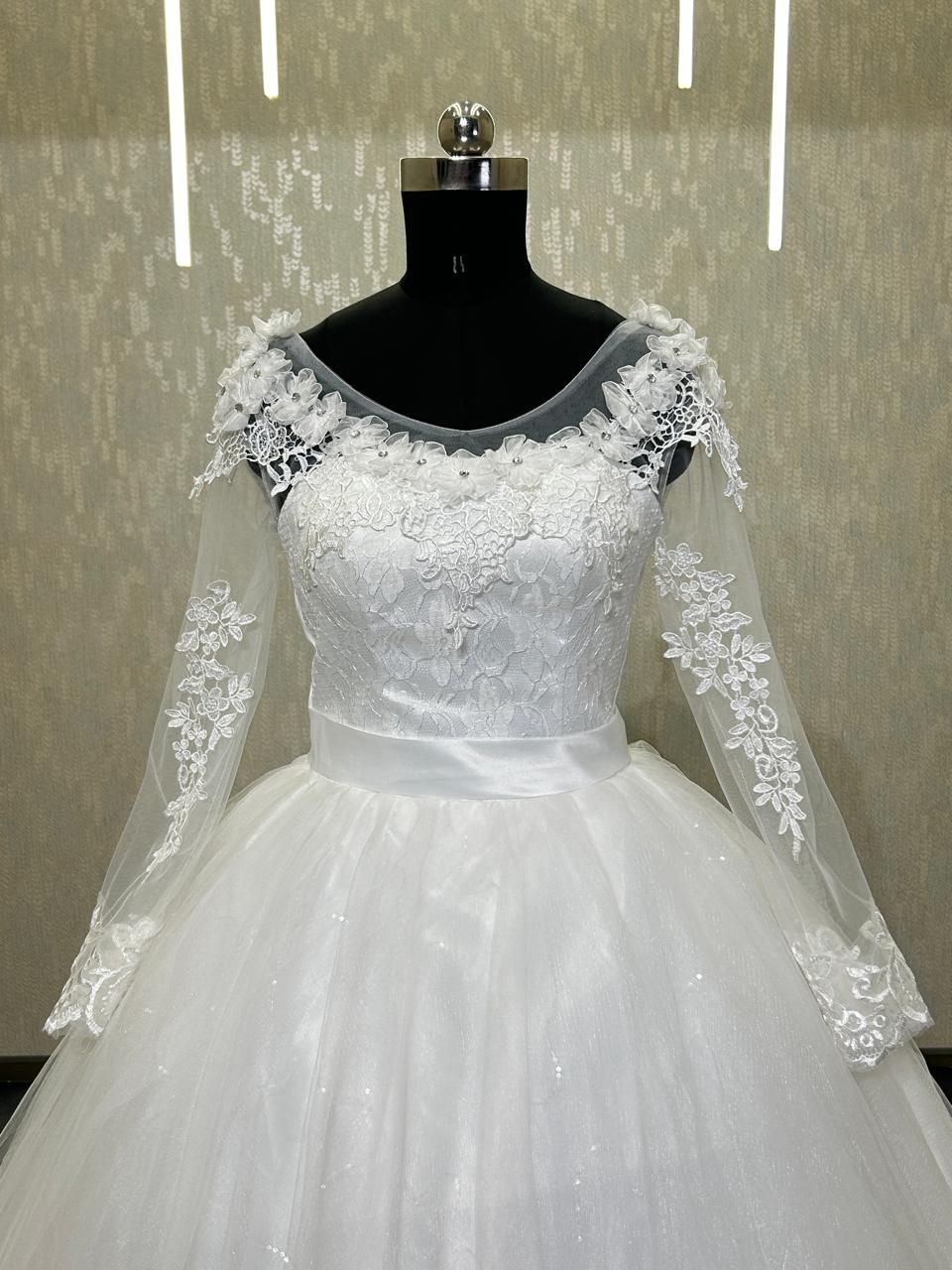 GownLink Shimmer Wedding Gown Train Dress Christian Wedding Special Gown GLYCX01T