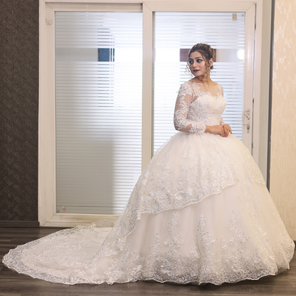 White traditional catholic wedding gown in Telangana