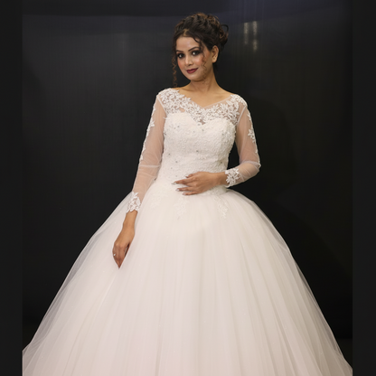 Catholic White Bridal Princess ball Gown in Jhansi