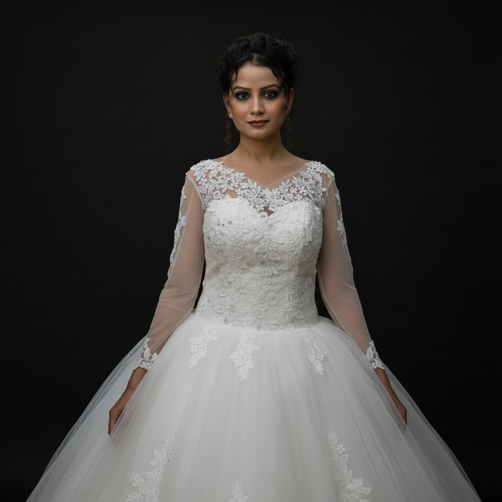 GownLink White Bridal Ball Gown for Christian & Catholic Weddings GLHSD189CB