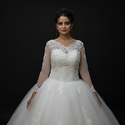 GownLink White Bridal Ball Gown for Christian & Catholic Weddings GLHSD189CB