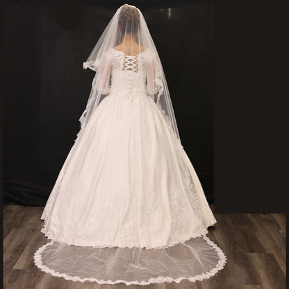 Model wearing Bridal Crown with veil and gown — GownLink GF038