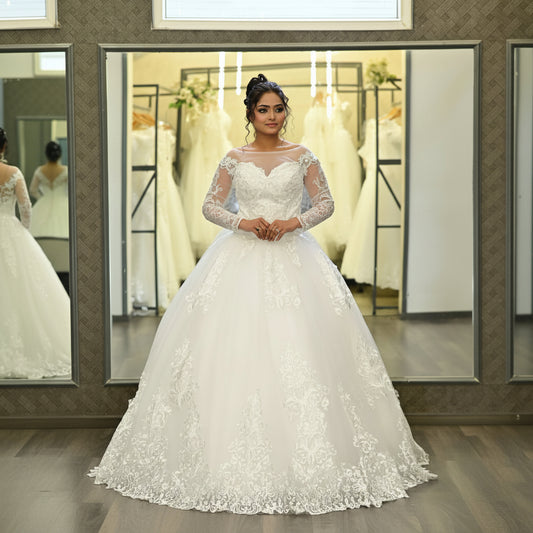GownLink Royal White Bridal Princess Gown for Christian Catholic Brides Wedding Gown GLVLQD10B