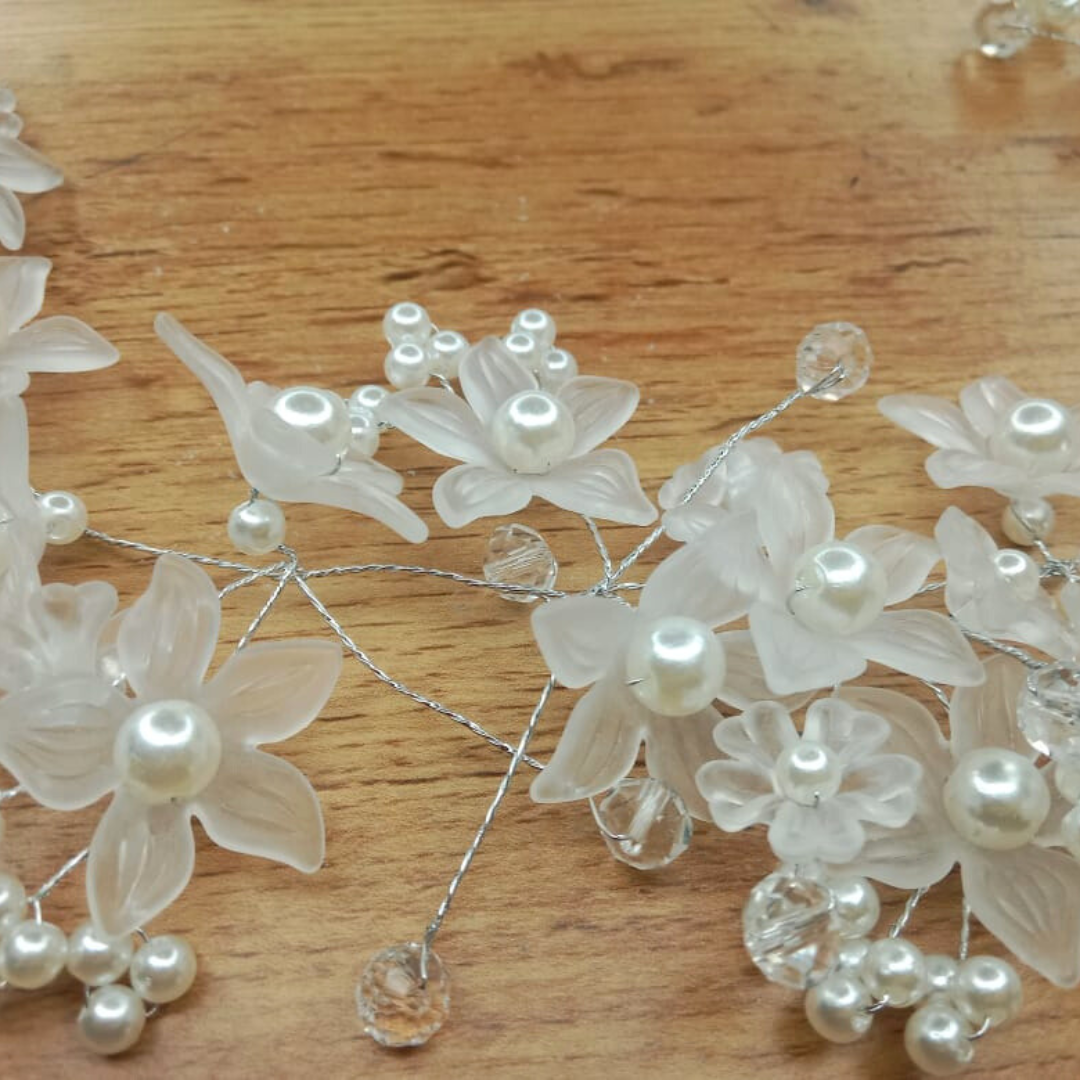 Vintage-inspired Bridal Wreath with Ivory Sunflower and Crystal Accents