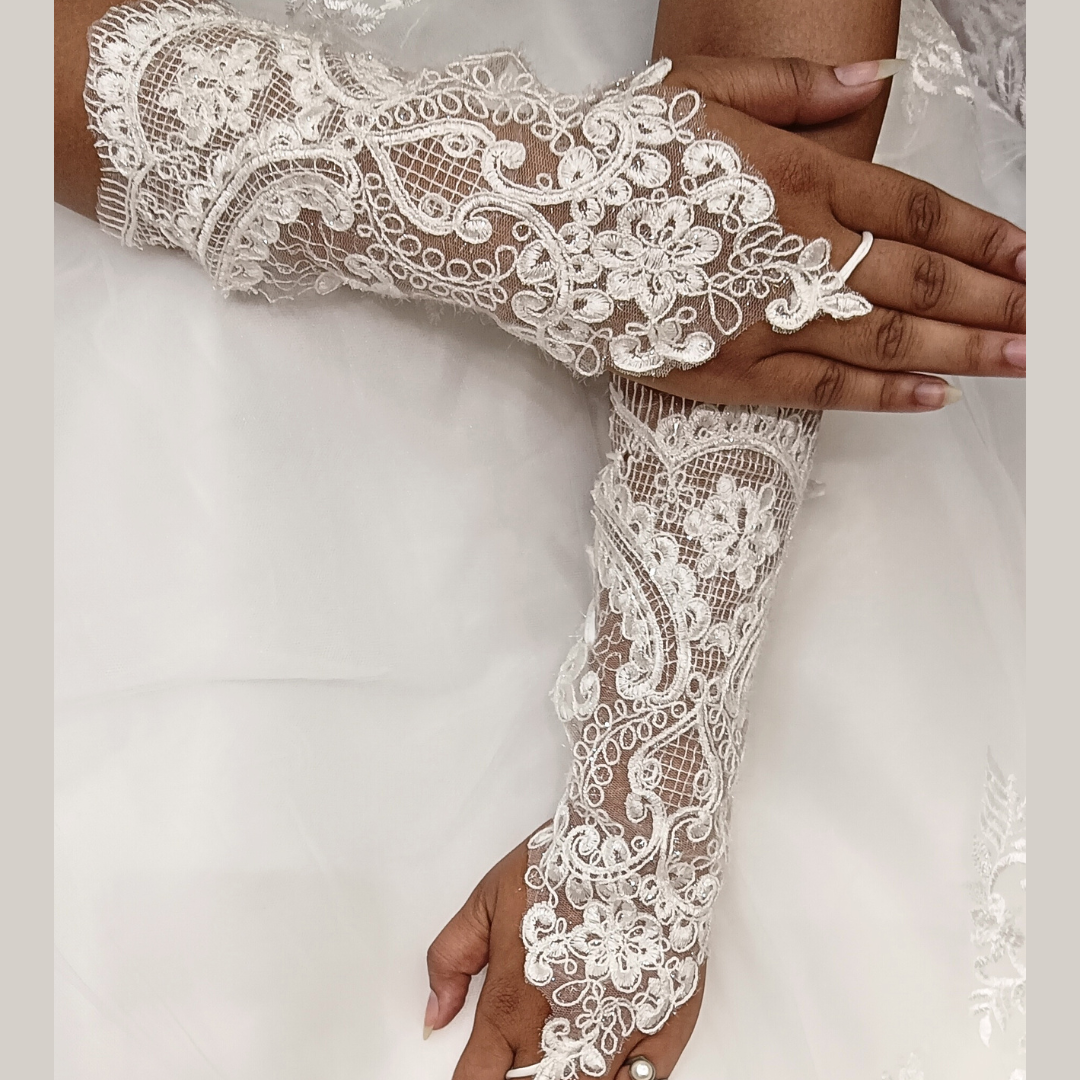 Traditional white gloves for church wedding in Andhra Pradesh