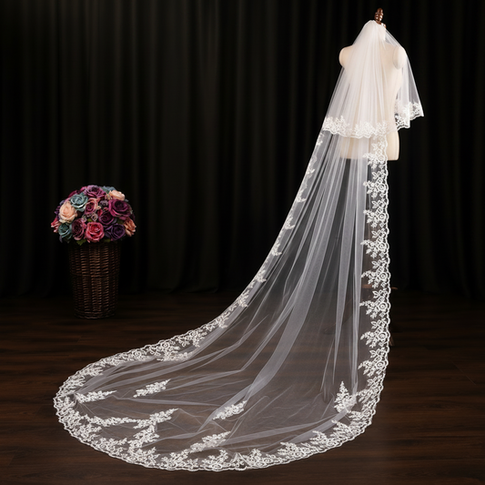 Close-up of lace and detail on Bridal Lace Patch — GownLink GLVHL08