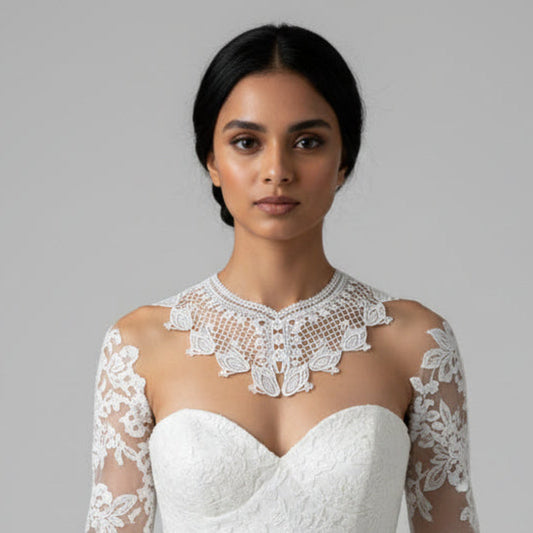 French Alencon bridal gown Patch edge, wedding in Arunachal