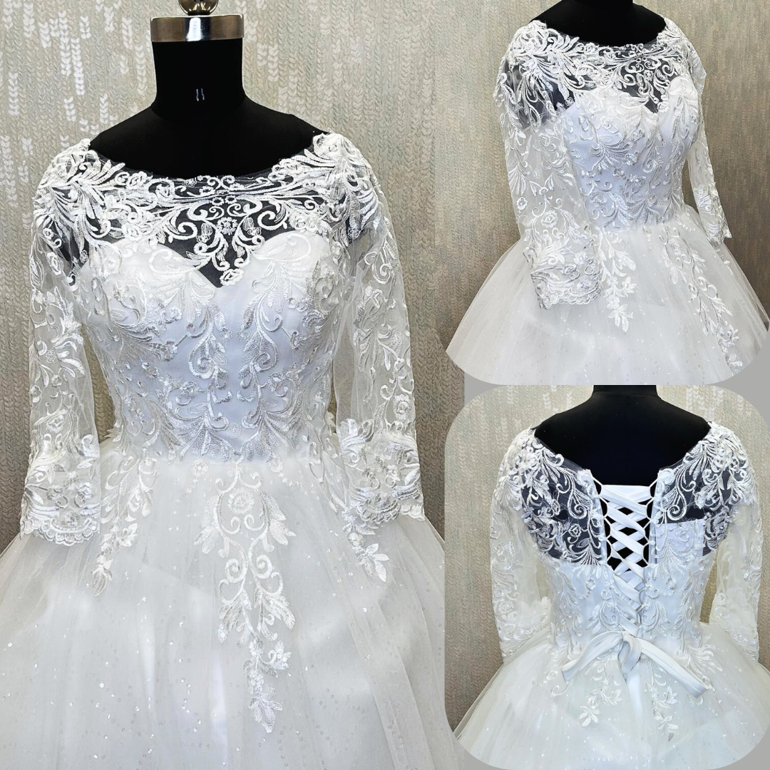 GownLink Traditional White Wedding Ball Gown for the Christian Bride  GLGF051B