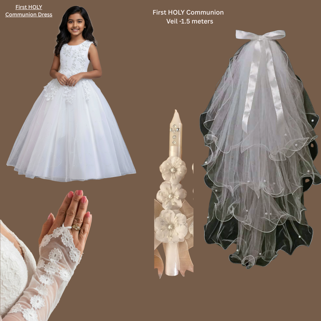 Full set of 5-Piece Bridal Combo Set laid out flat — GownLink COPY