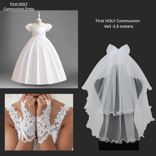 GownLink's Combo Set of 3 pcs for First Holy Communion White Dress