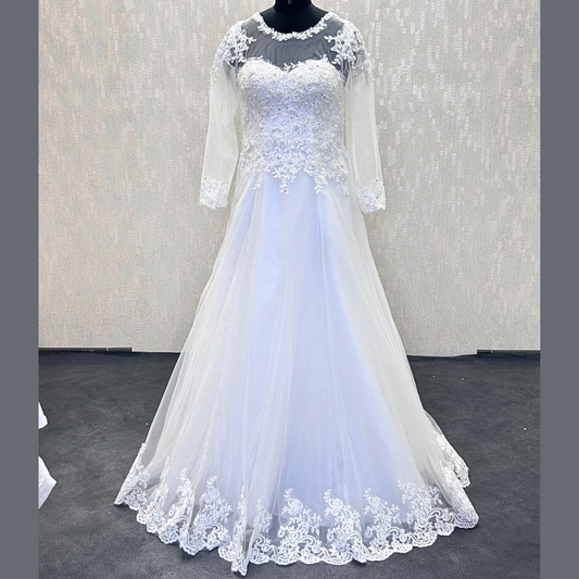 Sequin A-line wedding gown for church in Mysore
